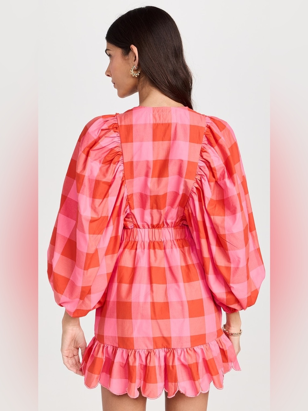 Sundress Paris Marine Dress in Big Gingham Red And Pink, Size L/XL - Picture 2 of 14